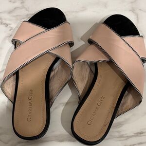 Charter Club Blush and Black Women's Mules